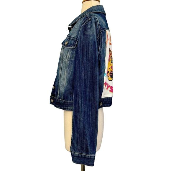 DEF LEPPARD Hysteria 1980s Punk Rock Band Upcycled Denim Jean Jacket Size M/L - Picture 6 of 15